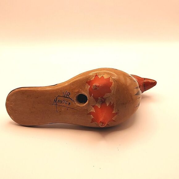 Vintage Hand Painted Mexican Folk Art Tonala Pottery Bird Figurine Signed - Picture 6 of 12
